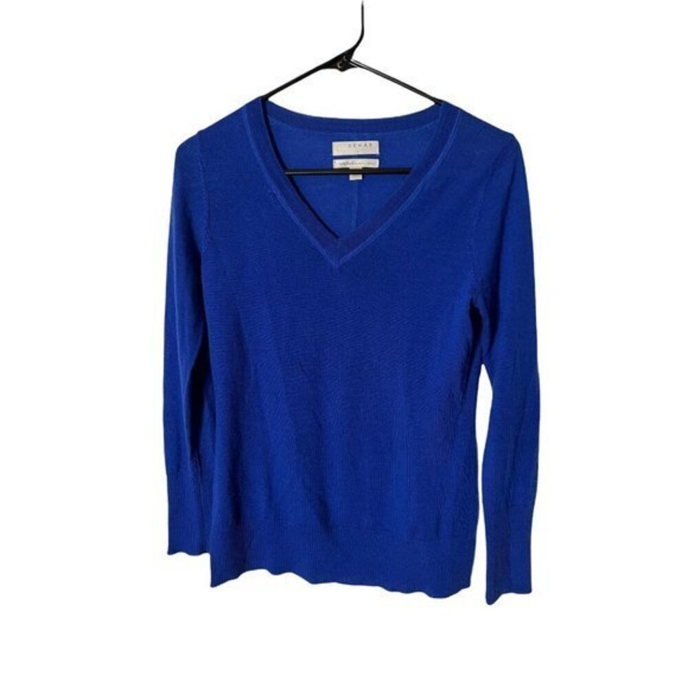 Kenar 100% extra Fine Marino Wool Pullover Blue Sweater Size Small